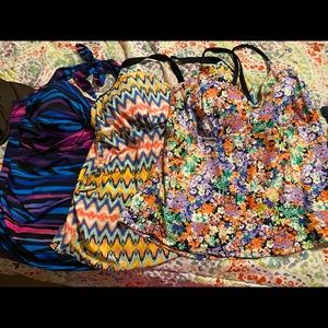 Three size 22 bathing suit tops.